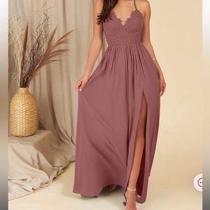 AZAZIE PALAU
A-Line Lace Floor-Length Dress Desert Rose